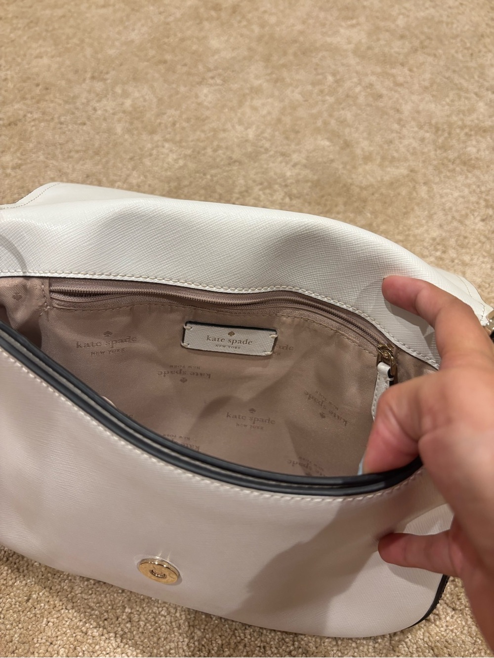 kate spade Beige and White Flap Shoulder Bag - Picture 5 of 8